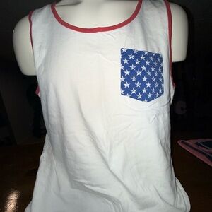 Mossimo Supply Co. White Tank Top with Blue Star Pocket